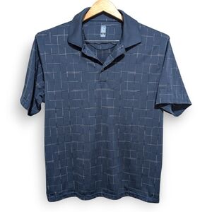 PGA Tour Licsenced Golf Polo Men's XL Blue Short Checkered Performance Shirt